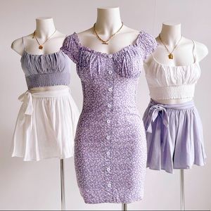Sunday Muse lilac puff sleeve dress